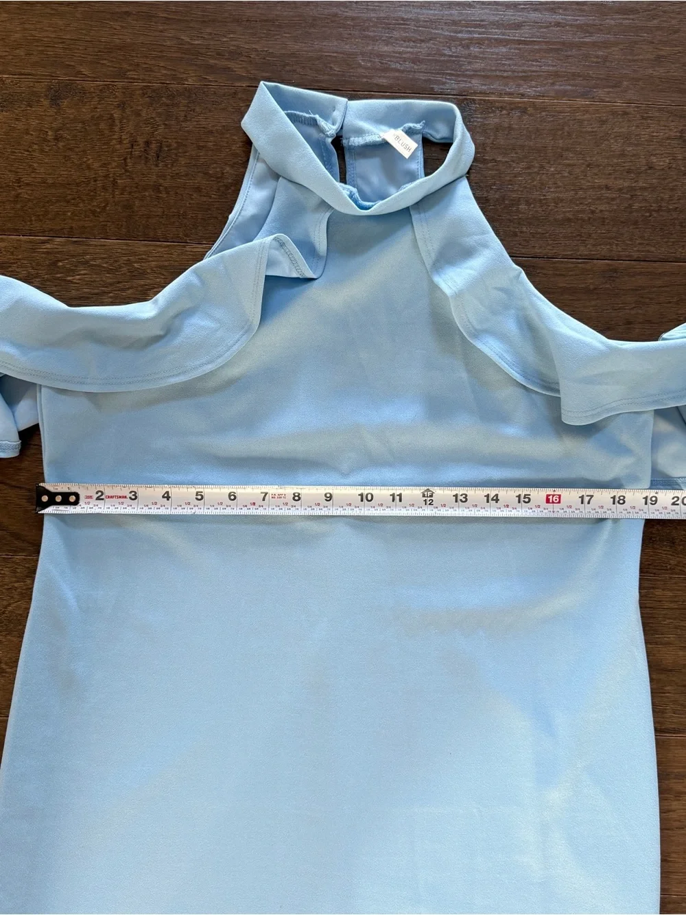 Pinkblush Maternity Light Blue Midi Dress with Ruffle Cold-Shoulder, Size XL